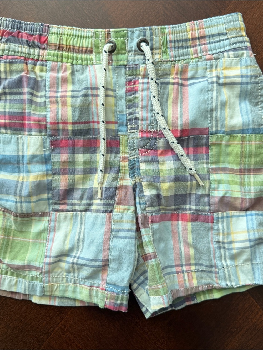 GAP Baby Pastel Multicolor Plaid Patchwork Pull-On Shorts Sz 12-18M